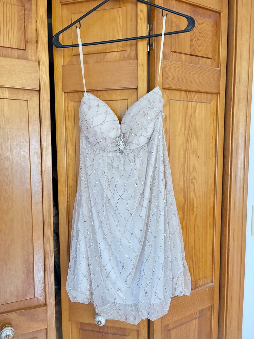Windsor Ivory Beaded Spaghetti-Strap Cocktail Dress